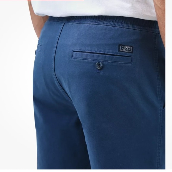 NWT-Chaps-M-dark denim-linen blend,elastic waist, drawstring, pull on, shorts. - Picture 4 of 15